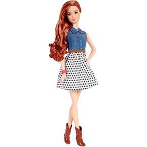 Barbie – Muñeca Barbie Fashionista Falda Blanca Y Negra Top Vaquero