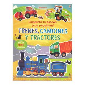 Trenes, Camiones Y Tractores. Completa La Escena ¡con Pegatinas!