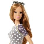 Barbie – Muñeca Barbie Fashionista Falda Amarilla Top Gris Lunares Blancos-1