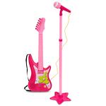 Guitarra Eléctrica Con Micrófono Y Amplificador Rosa-1